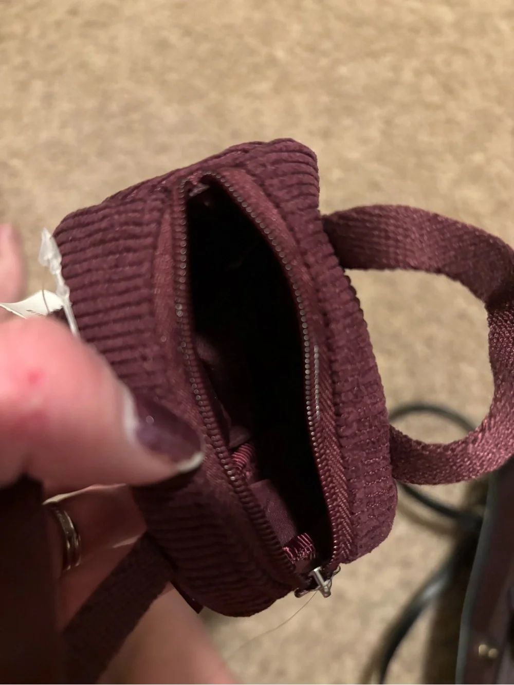 Victoria secret PINK Mini Corduroy Duffle Keychain/bagxharm - Burgundy